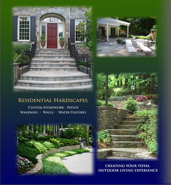 custom stonework, patios, walkways, walls and water features for Residential customers
